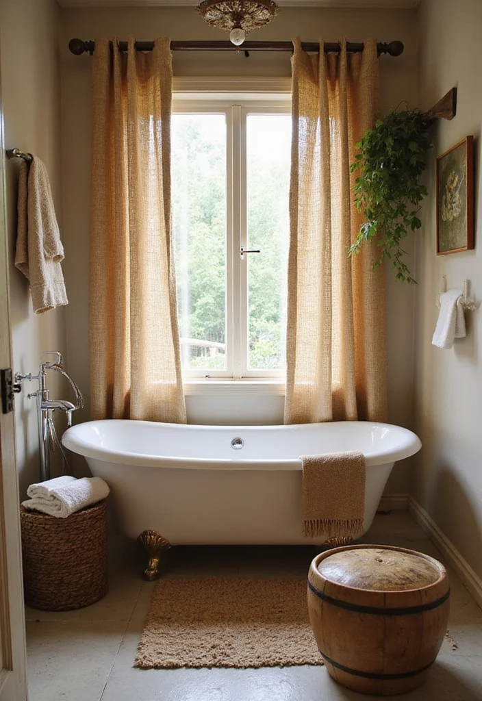 12 Small Bathroom Curtain Ideas for Light Privacy and Style 100 12 Small Bathroom Curtain Ideas for Light Privacy and Style 10. Natural Fiber Curtains for a Sustainable Choice