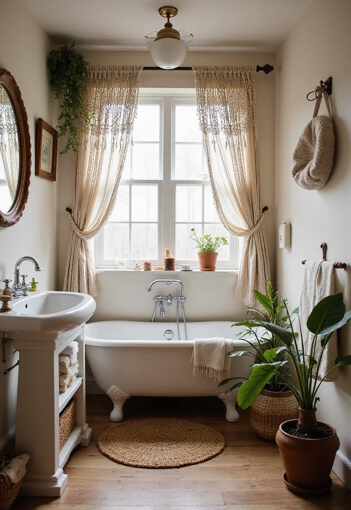 12 Small Bathroom Curtain Ideas for Light Privacy and Style 45 12 Small Bathroom Curtain Ideas for Light Privacy and Style 5. Macrame Curtains for Bohemian Charm