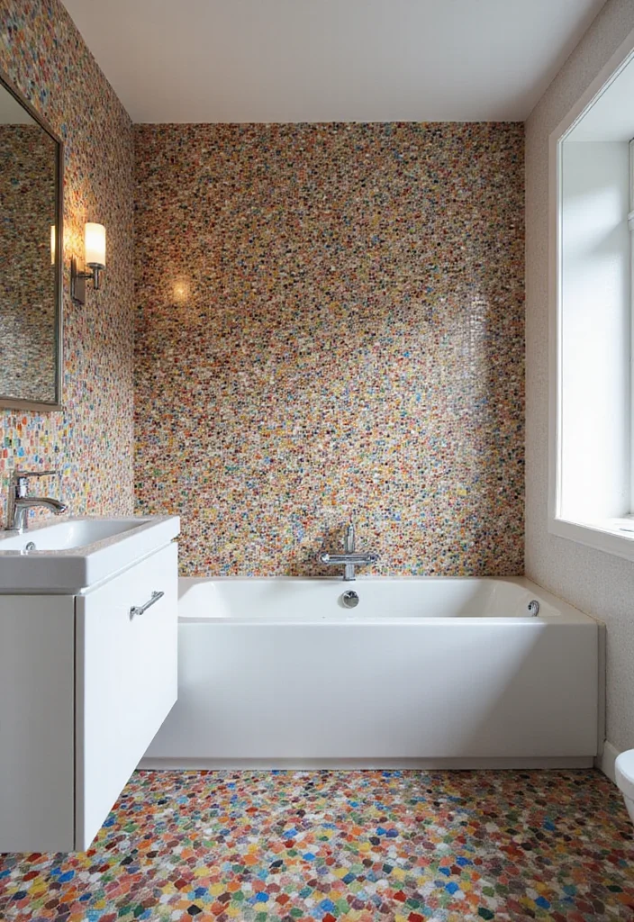 12 Small Bathroom Tile Ideas for Bright Space Expanding Style 56 12 Small Bathroom Tile Ideas for Bright Space Expanding Style 6. Colorful Mosaic Accents