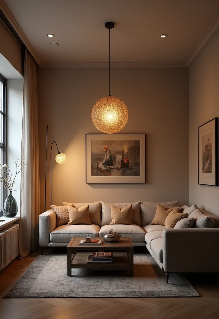 12 Small Modern Living Room Ideas for Clean Updated Minimal Style - 6. Statement Lighting Fixtures