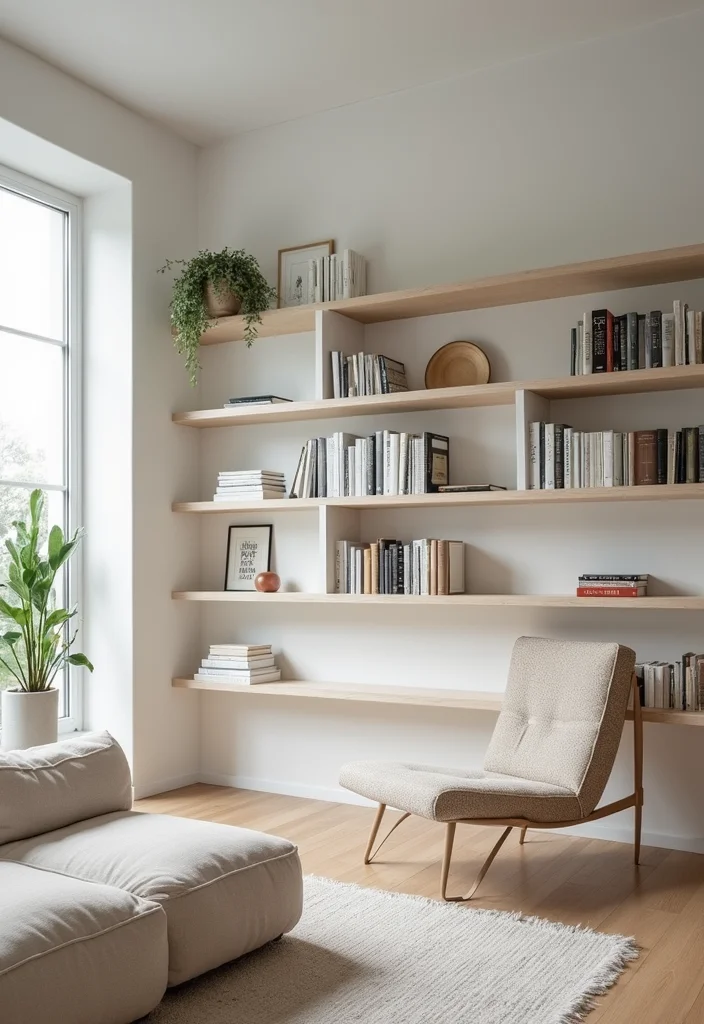 12 Small Modern Living Room Ideas for Clean Updated Minimal Style - 7. Open Shelving