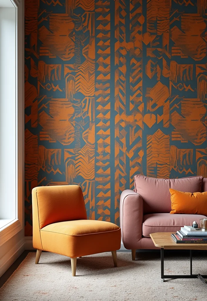12 Wallpaper Living Room Ideas for Texture, Pattern, and Personality - 2. Geometric Patterns for a Modern Twist