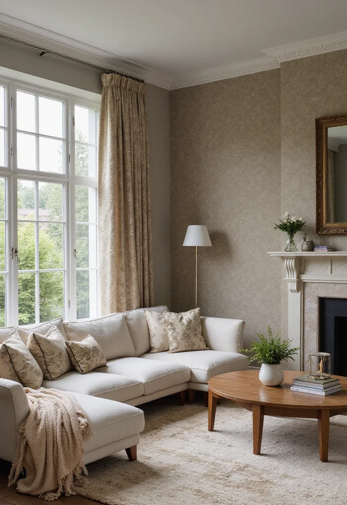 12 Wallpaper Living Room Ideas for Texture, Pattern, and Personality - 5. Textured Paint and Wallpaper Combinations