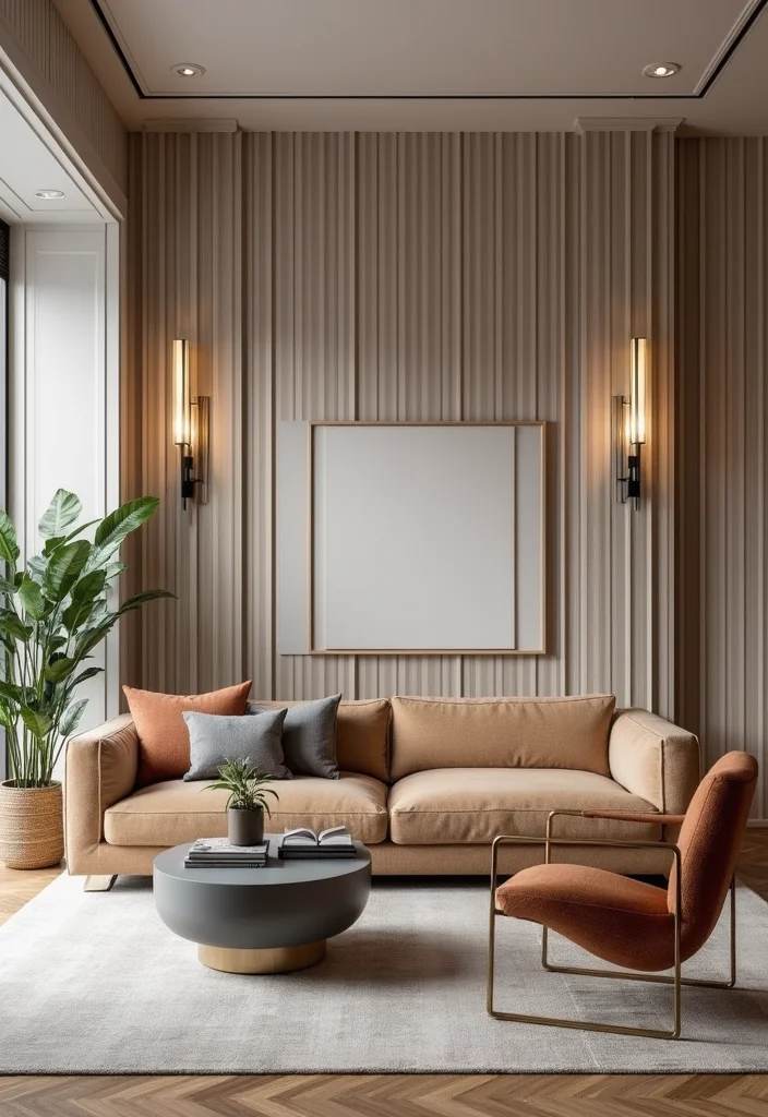 12 Wallpaper Living Room Ideas for Texture, Pattern, and Personality - 7. Chic Stripes for Height and Elegance