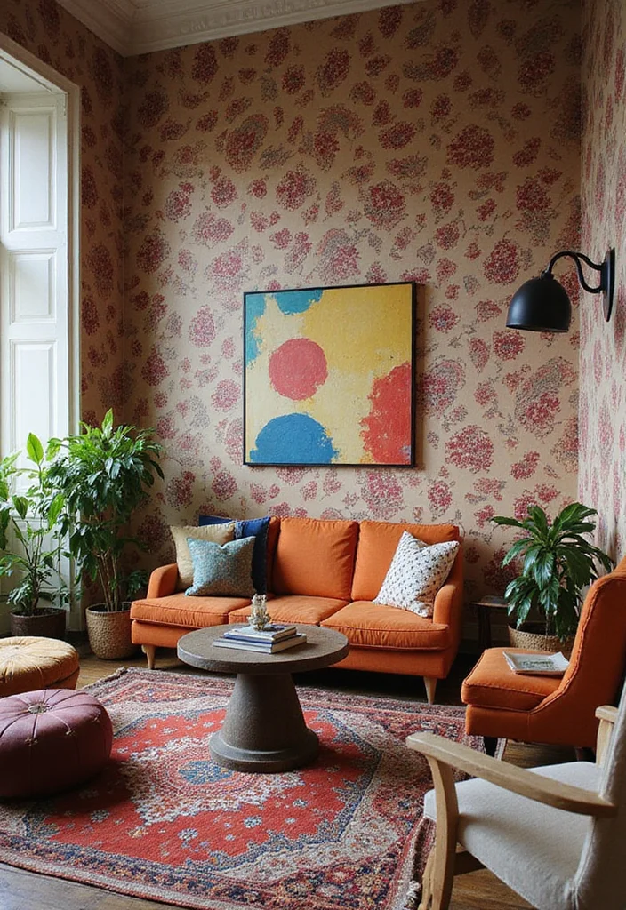 12 Wallpaper Living Room Ideas for Texture, Pattern, and Personality - 8. Abstract Designs for Artistic Flair