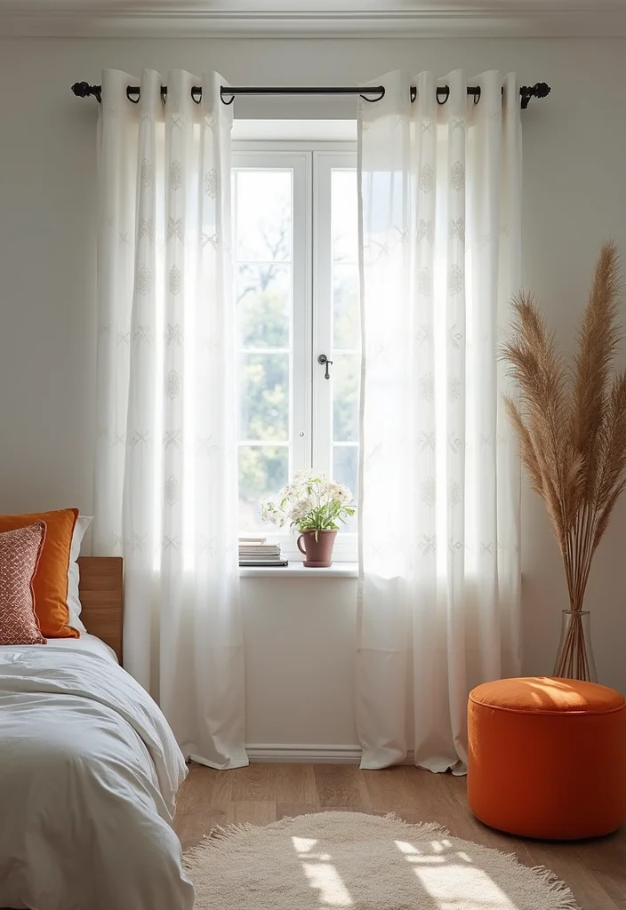 12 White Bedroom Curtain Ideas for Bright Clean Soft Elegance - 10. Geometric Patterns in White