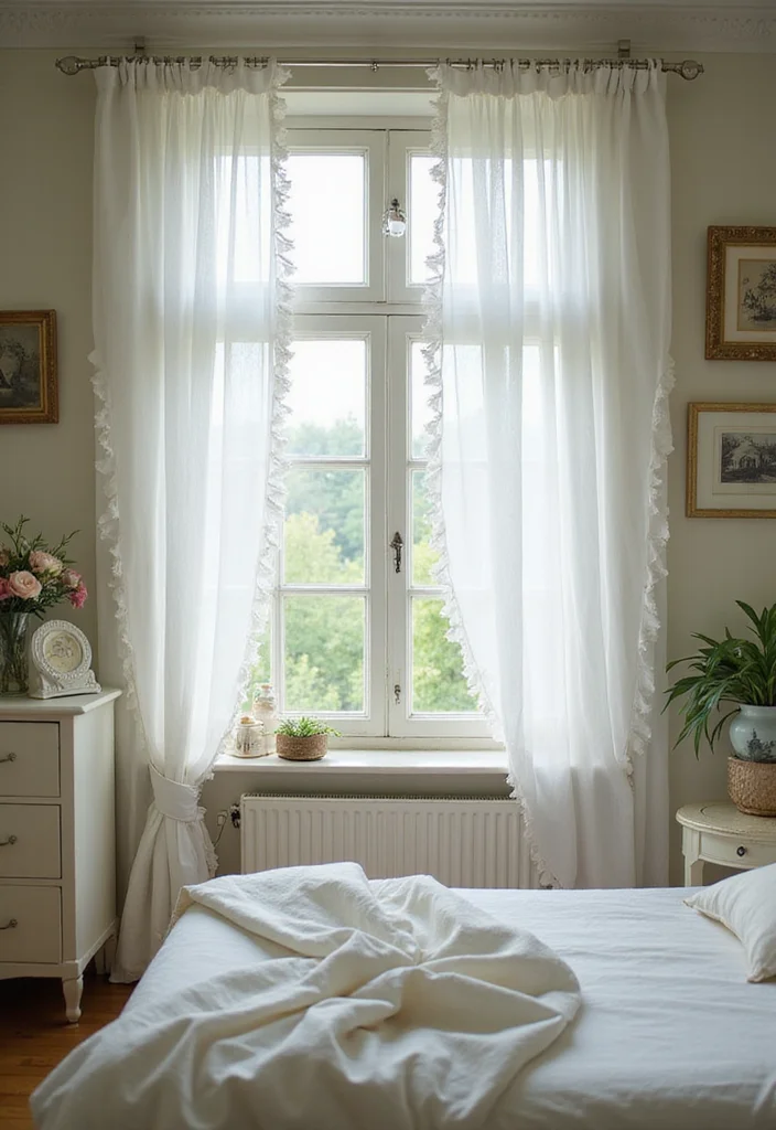 12 White Bedroom Curtain Ideas for Bright Clean Soft Elegance - 5. Romantic Ruffles