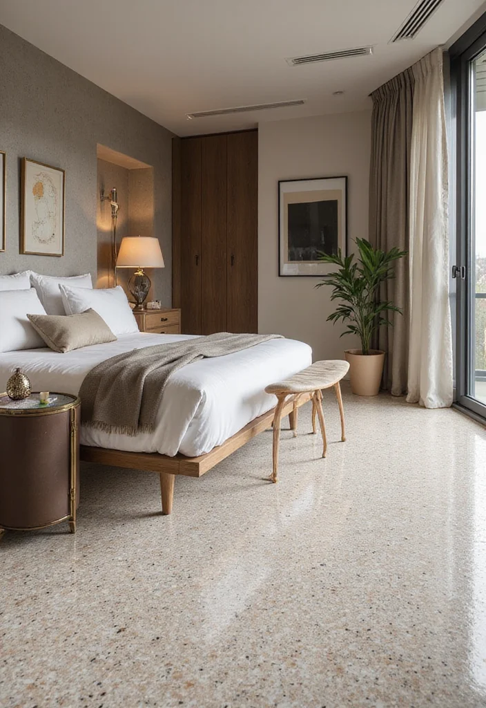 14 Bedroom Flooring Ideas for Stylish Durable Comfortable Living 144 14 Bedroom Flooring Ideas for Stylish Durable Comfortable Living 14. Eco Friendly Terrazzo