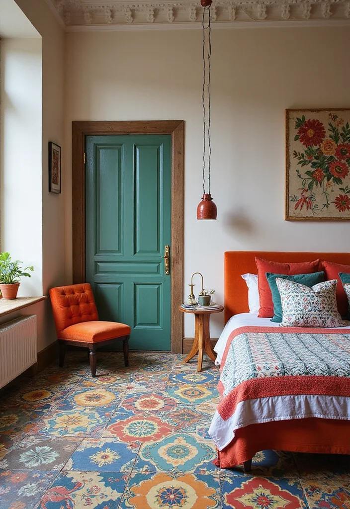 14 Bedroom Flooring Ideas for Stylish Durable Comfortable Living 78 14 Bedroom Flooring Ideas for Stylish Durable Comfortable Living 8. Colorful Encaustic Tiles