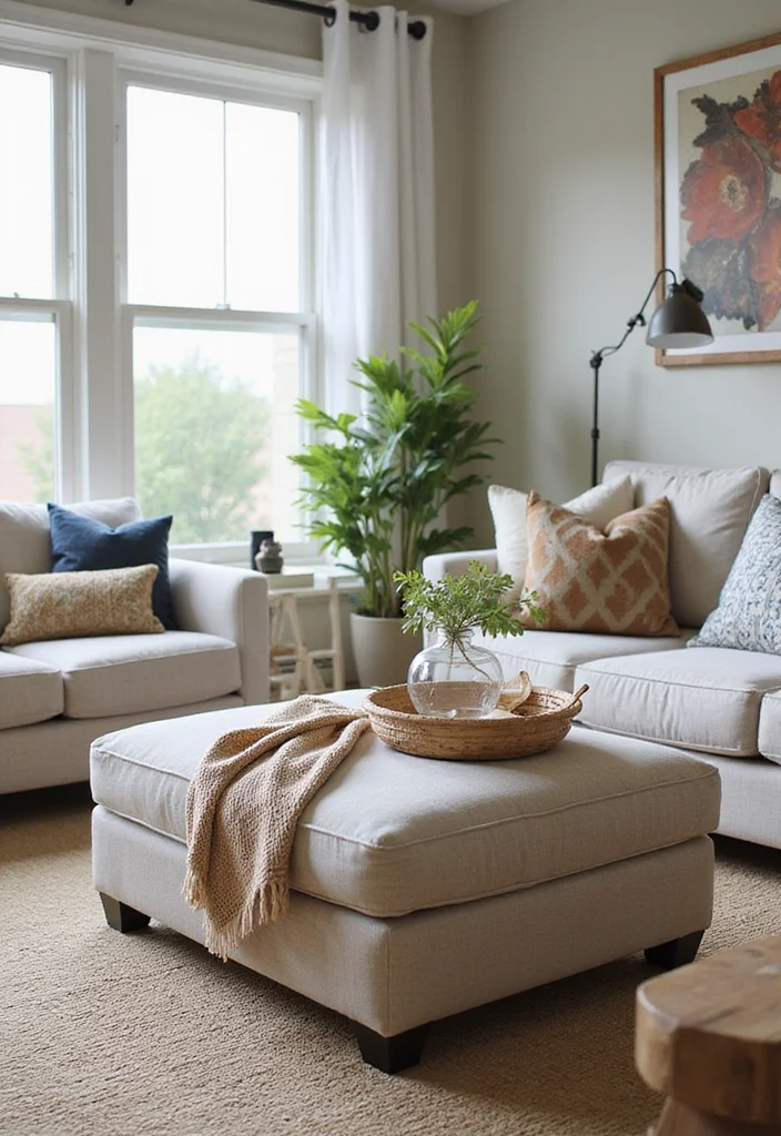 14 Living Room Storage Ideas for Organized Practical Everyday Use 3. Stylish Ottoman Storage