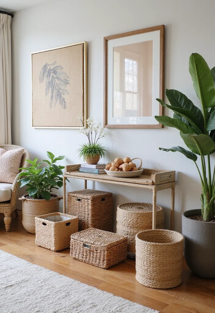 14 Living Room Storage Ideas for Organized Practical Everyday Use 6. Stylish Baskets and Boxes