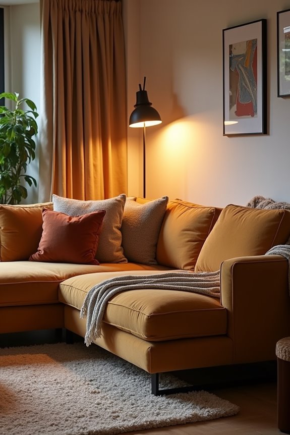 backlit sectional with layered lighting