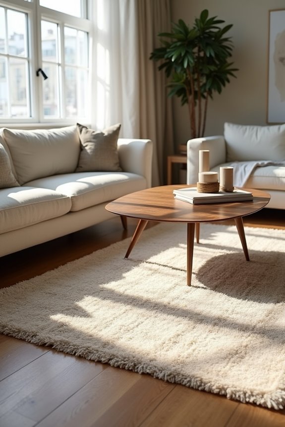 furniture on rug vs front legs anchoring