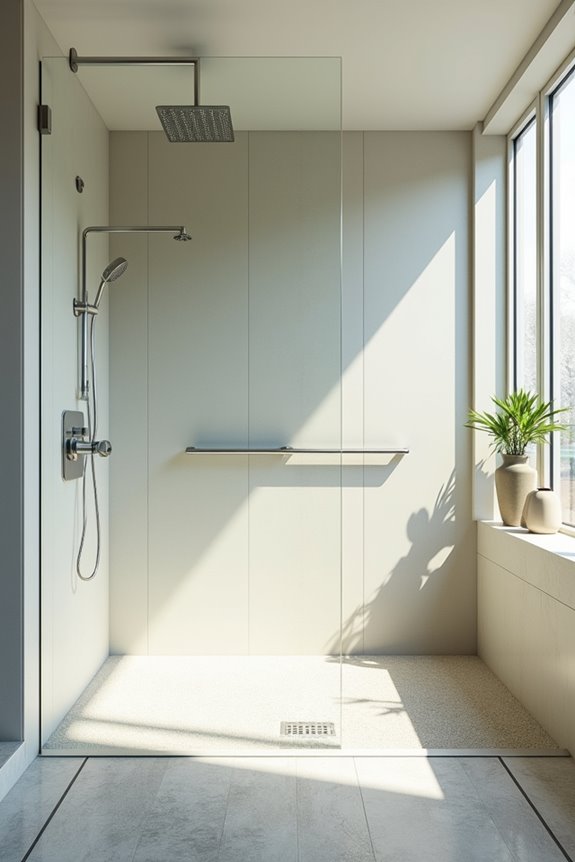 level floor continuous waterproofing accessible layout