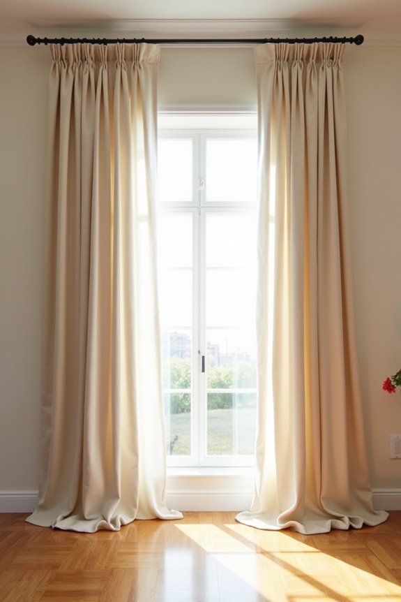 low hanging short narrow curtains