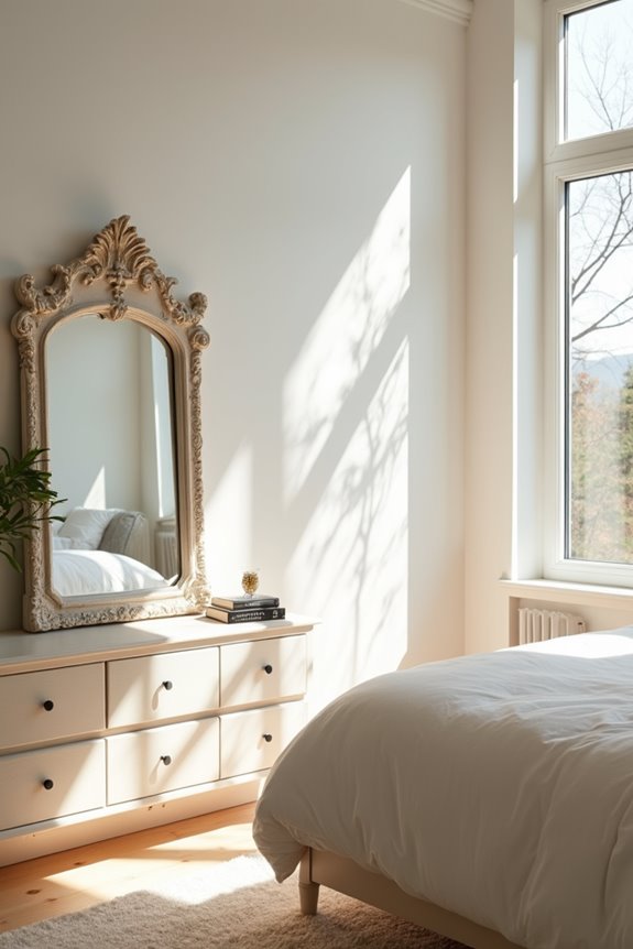 mirror near windows for brighter room