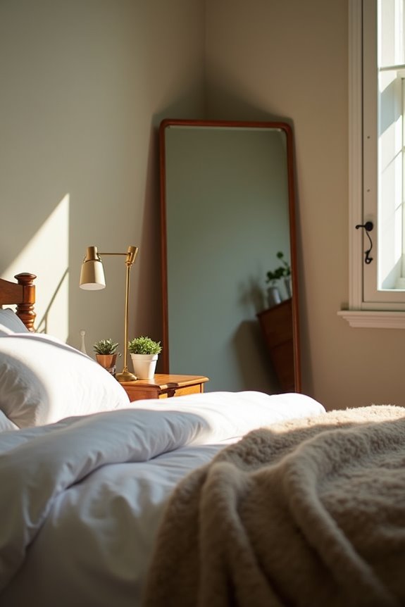 mirror opposite bed disrupts sleep