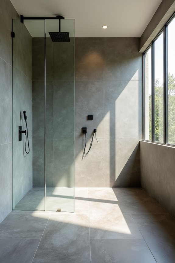 open barrier free waterproofed bathroom