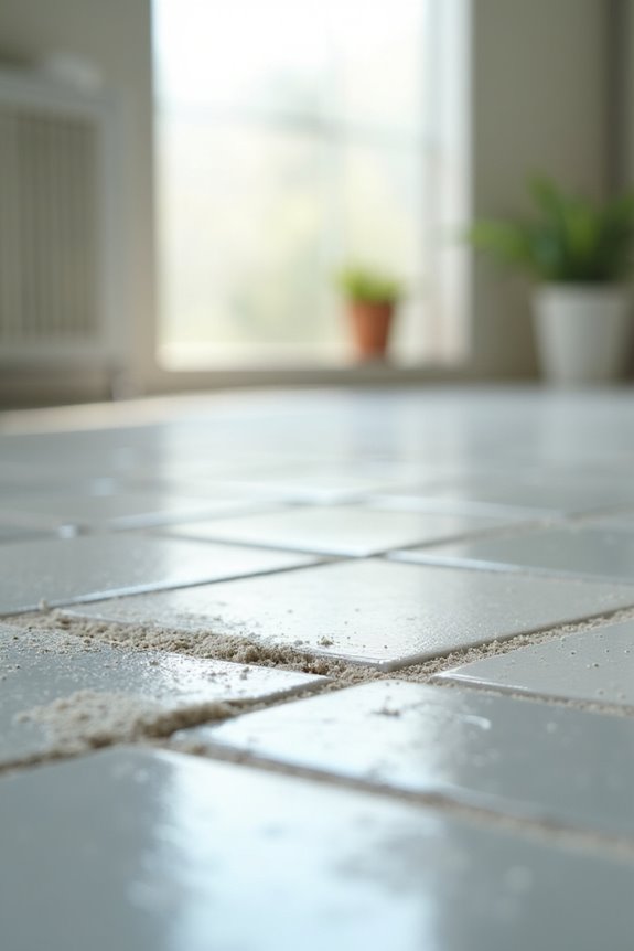 sand and repair grout cracks note four words