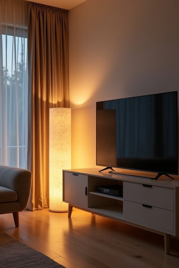 warm glow near tv stand diffuse light